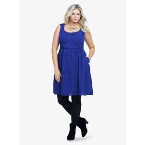TORRID Royal Blue Embossed Jacquard Floral Fit & Flare Dress w/ Pockets Size 22